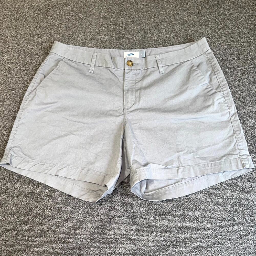 Old Navy Chino Shorts Womens 12 Gray Stretch Pockets Flat Front Casual Summer